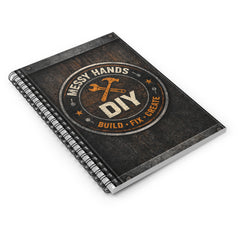 DIY Workshop Spiral Notebook — "Messy Hands" Tool Badge Ruled Journal
